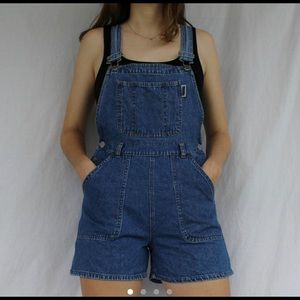 Vintage denim short overalls